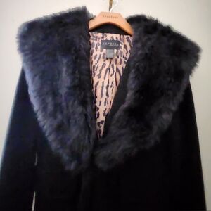 Express Black Wool Faux Fur Women's Coat